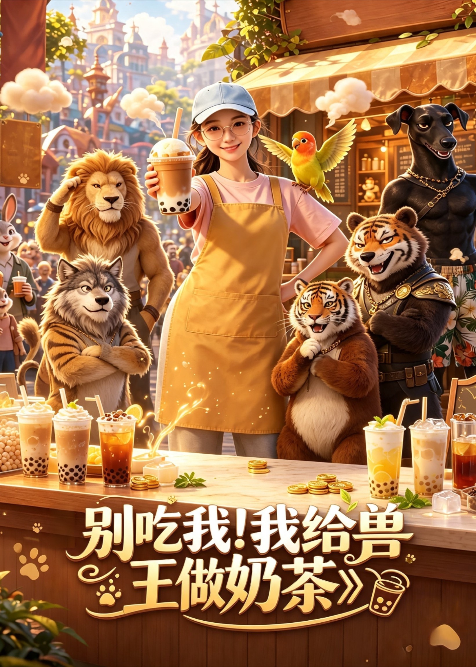 别吃我！我给兽王做奶茶海报