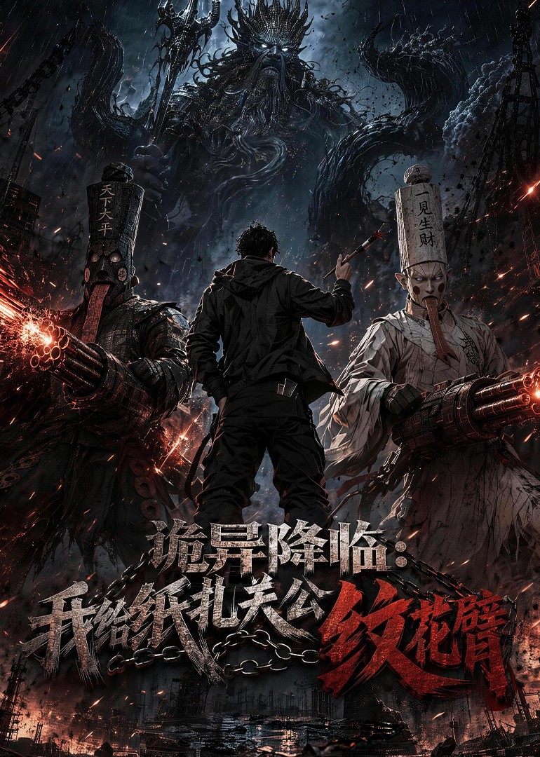 诡异降临：我给纸扎关公纹花臂海报